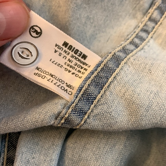 Ag denim chambray button up front Longsleeve blouse shirt top jean NWOT - Picture 8 of 8